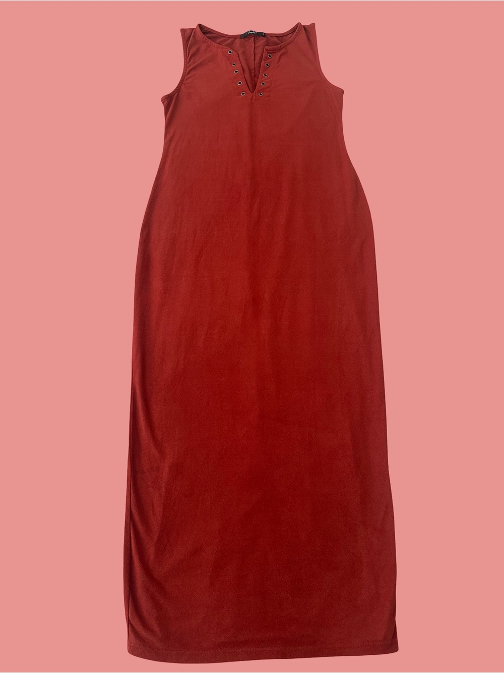 Papaya Red Maxi Dress with Grommet Detail